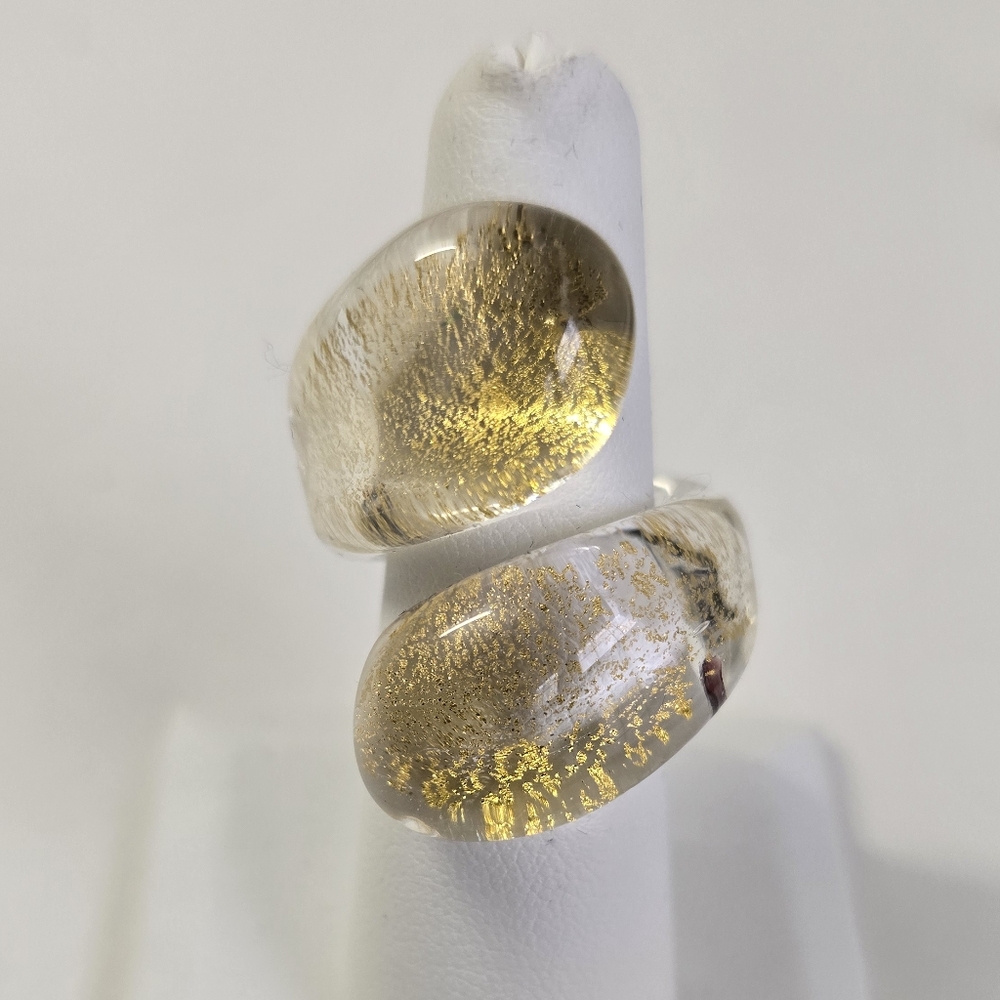 Elegant Gold-Toned Twisted Resin / Acrylic Ring